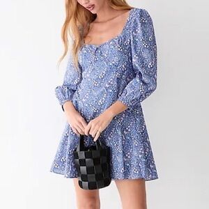 J. Crew x Liberty Blue Floral Paisley Burton Bloom Dress 100% Cotton Size 14